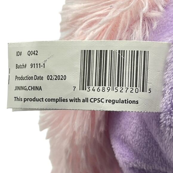 Kellytoy Pink Purple Plush Stuffed Satin Feet Unicorn Baby Security 12” - Picture 8 of 8